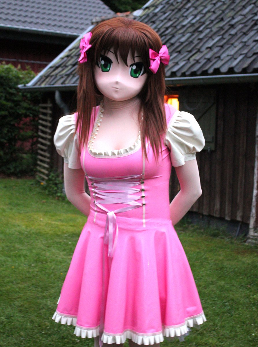 Pink latex kigurumi maid